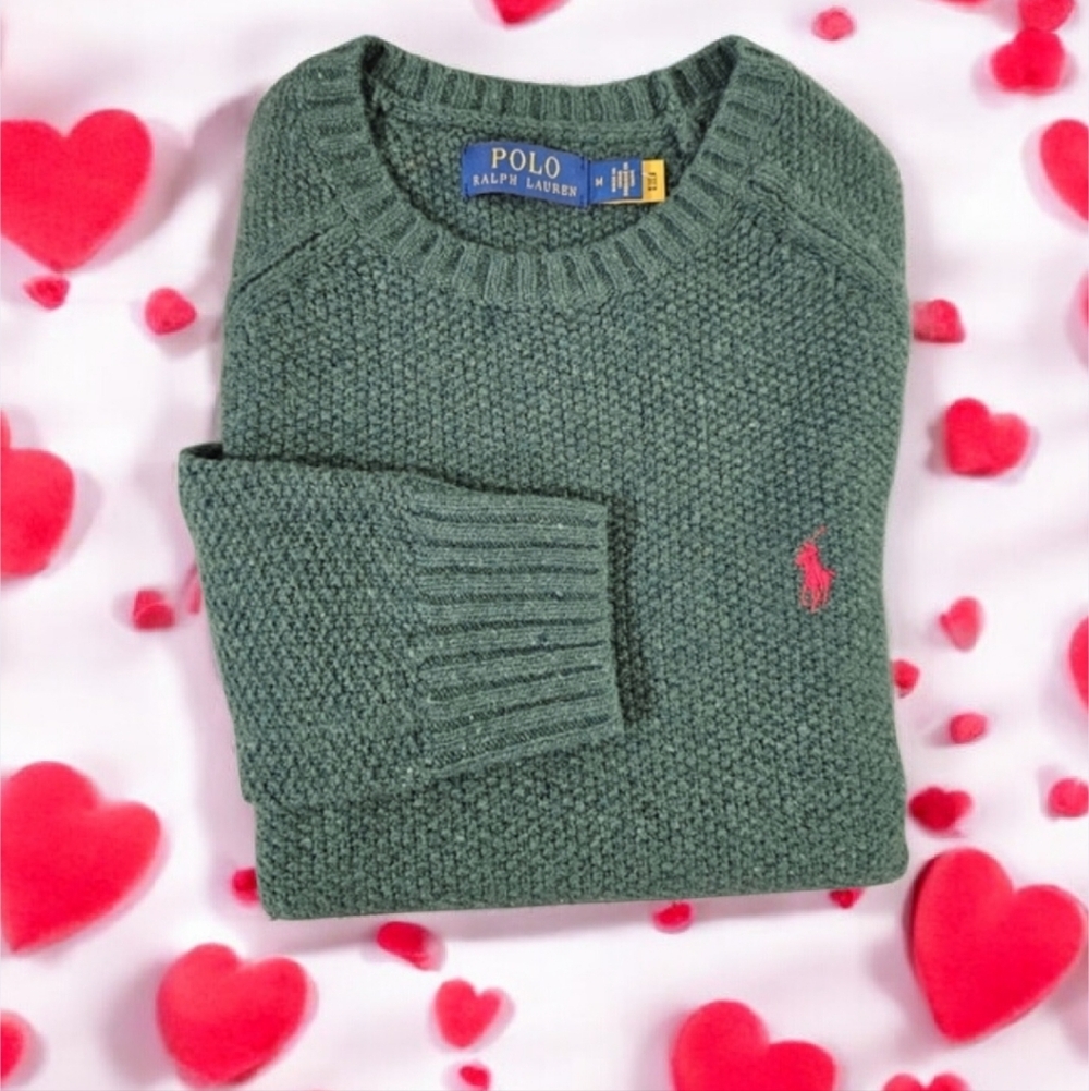 NWOT Polo by Ralph Lauren Men's Forest Green Crewneck Sweater Size--M - Picture 1 of 6
